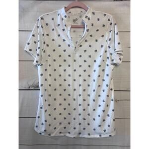Puma Size Large Golf Top White With Blue Flowers